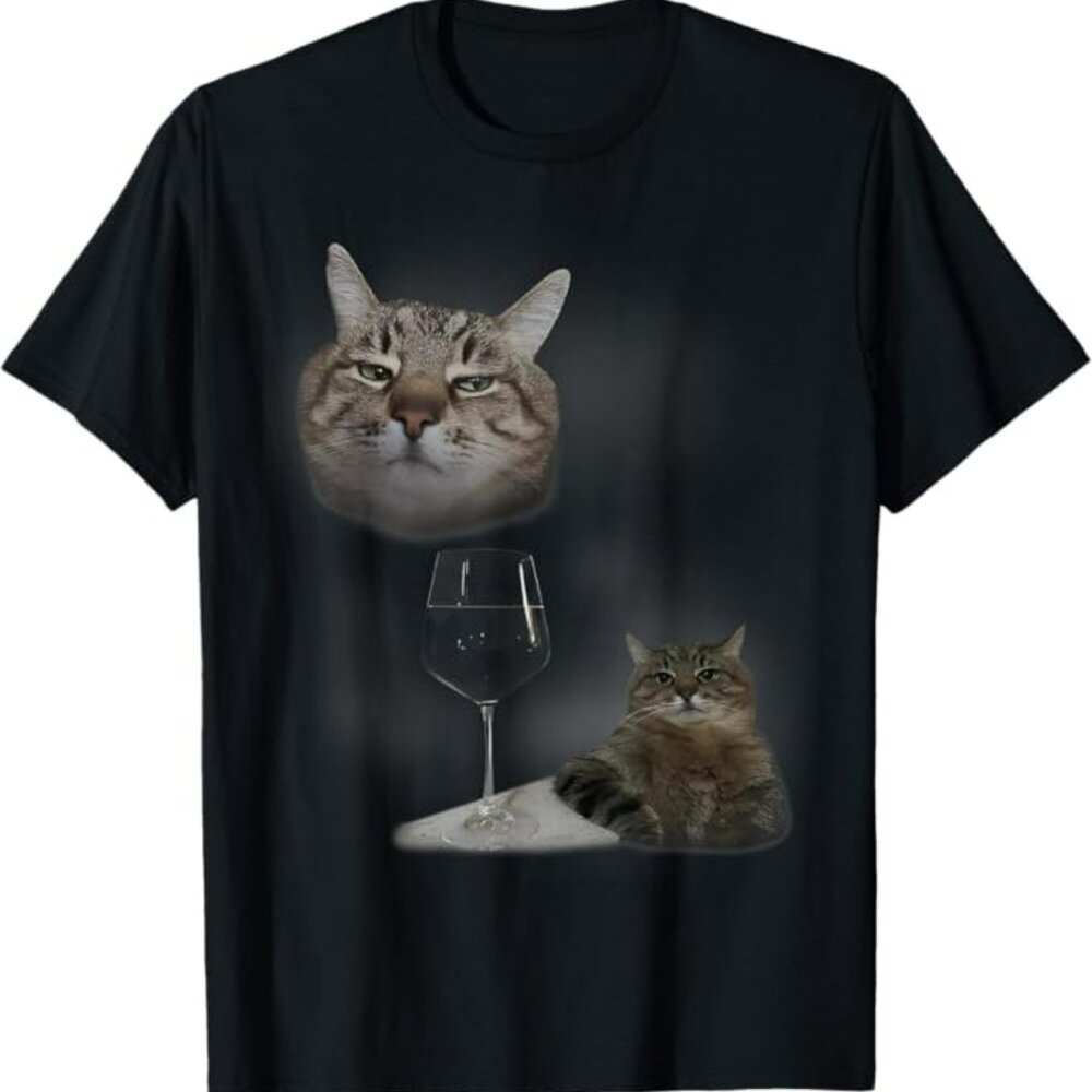 PORT & COMPANY Cat and Wine Glass Graphic Tee Size XL NWT
